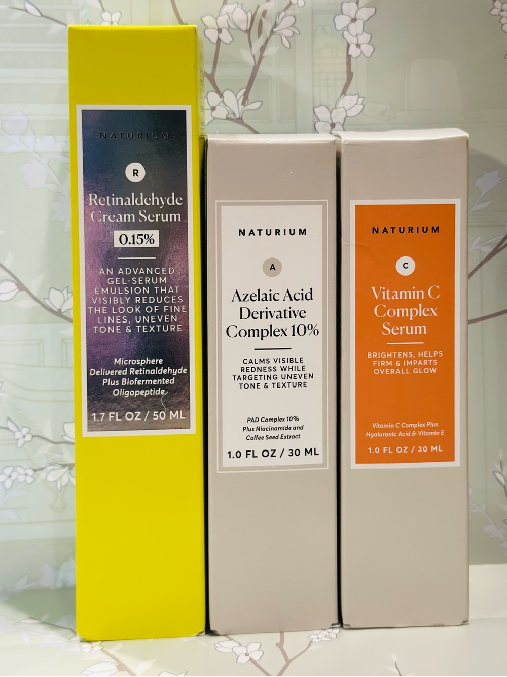Naturium Skincare Set: Retinaldehyde 0.15%, Vitamin C, Azelaic Acid 10% Bundle
